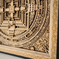 STEREOWOOD Kalachakra Mandala Multi-Layer Wall Art, Mandala Laser Cut, Rustic Home Wood Wall Art, 3D wall art,Mandala Svg,Wood Mandala - Thumbnail 9