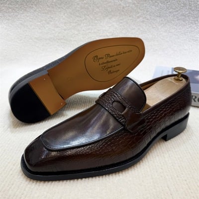 Men's handmade leather shoes top layer cowhide business slip-on penny loafers 