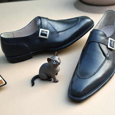 Crafted leather classic black calf leather split toe monk strap dress shoes