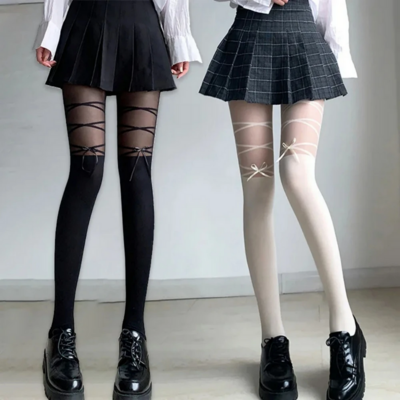 Cute Harajuku Kawaii Bowknot Straps Japanese Stockings