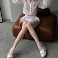 Gothic & Vintage Fashion 1 Pair Women’s Floral   Sheer Pantyhose - Thumbnail 4