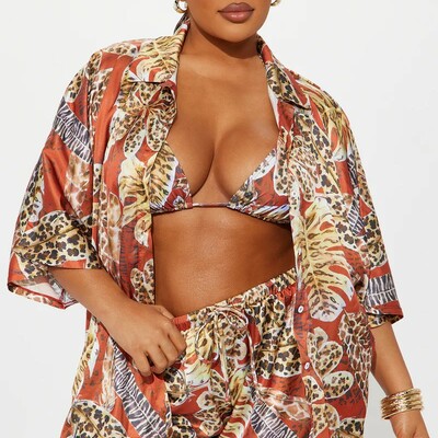 Tropical 4 piece bikini & shorts set 