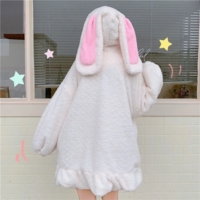 Harajuku Kawaii Bunny Ears Fuzzy Hooded Jacket - Thumbnail 6