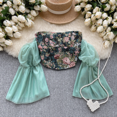 Women’s Chic Mesh Patchwork Corset Bustier Top