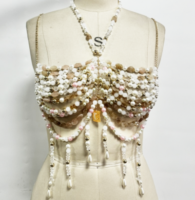 Beaded bra top with pearl camisole