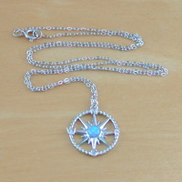 BOXED GIFT/Sterling Silver Blue Opal Compass Necklace/Opal Necklace/Blue Opal Necklace/Opal Jewellery/Opal Jewelry/Gemstone Necklace/UK - Thumbnail 2