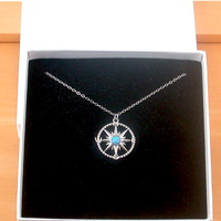 BOXED GIFT/Sterling Silver Blue Opal Compass Necklace/Opal Necklace/Blue Opal Necklace/Opal Jewellery/Opal Jewelry/Gemstone Necklace/UK - Thumbnail 7