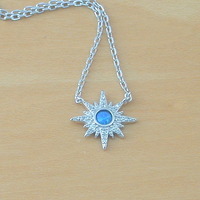 BOXED GIFT/Sterling Silver Blue Opal & Cz Star Necklace/Star Jeweller/Star Jewelry/Opal Necklace/Opal Jewellery/Opal Jewelry/UK - Thumbnail 1