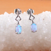 BOXED GIFT/925 Blue Opal Earrings/Sterling Silver Blue Opal Earrings/Opal Jewellery/Opal Jewelry/Opal Jewelery/Opal Stud Earrings/UK - Thumbnail 2