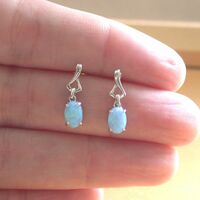 BOXED GIFT/925 Blue Opal Earrings/Sterling Silver Blue Opal Earrings/Opal Jewellery/Opal Jewelry/Opal Jewelery/Opal Stud Earrings/UK - Thumbnail 5