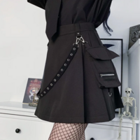 Y2K E-Girl Grunge Punk Gothic Black High Waist Skirt - Thumbnail 4