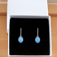 BOXED GIFT/Sterling Silver Blue Opal Earrings/Opal Earrings/Opal Drop Earrings/Opal Jewellery/Opal Jewelry/UK - Thumbnail 6