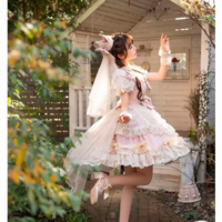 Vintage Kawaii Bubble Sleeve Bow Lace High Waist Dress - Thumbnail 2