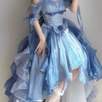 Blue Kawaii Sweet Puffy Party Princess Dress - Thumbnail 1