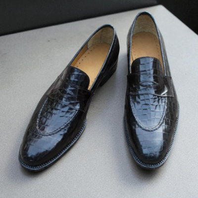 Crafted leather handmade mens genuine crocodile/alligator dress shoes 