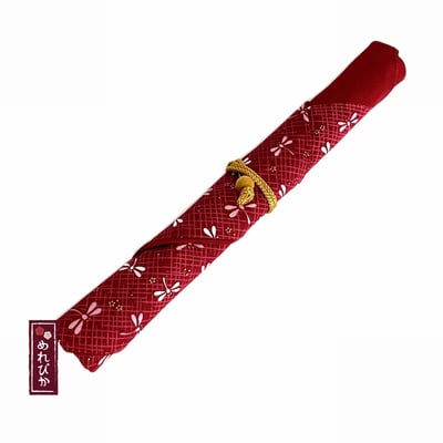 Japanese Cotton Chopstick Sleeve – Red Dragonfly Pattern (MCC0004-12-RE)