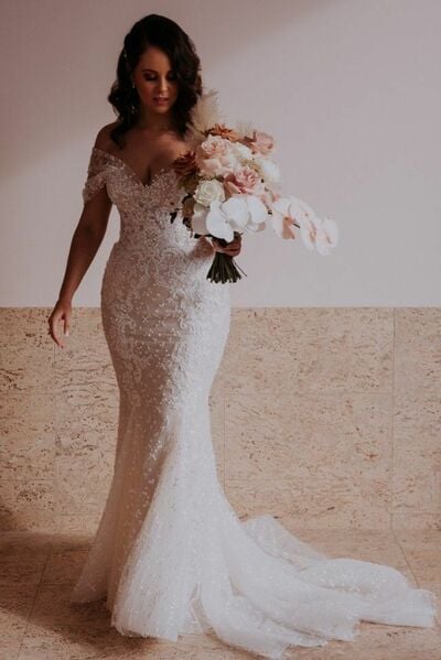 Elegant Wedding Dress, Mermaid Lace Bridal Dress Bridal Gown