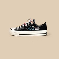 Cute Meow Cat Black Canvas Shoes - Thumbnail 5
