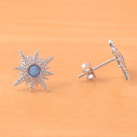 BOXED GIFT/Sterling Silver Blue Opal Star Earrings/Opal Earrings/Star Earrings/Opal Jewellery/Opal Jewelry/Star Jewellery/Star Jewelry/UK - Thumbnail 2