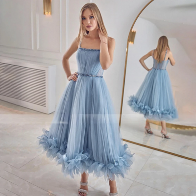 Elegant cocktail evening luxury tulle party dress - Thumbnail 1