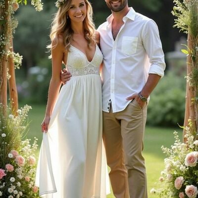 A line tulle wedding dress, beach boho lace bridal dress bridal gown