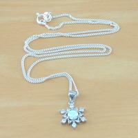 BOXED GIFT/Sterling Silver White Opal & CZ Snowflake Pendant & Chain/Opal Necklace/Opal Jewellery/Opal Jewelry/Snowflake Necklace/UK - Thumbnail 2