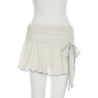 Sexy contrasting polka dot ruffled ribbon skirt - Thumbnail 4