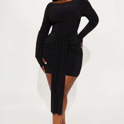Little black draped mini dress
