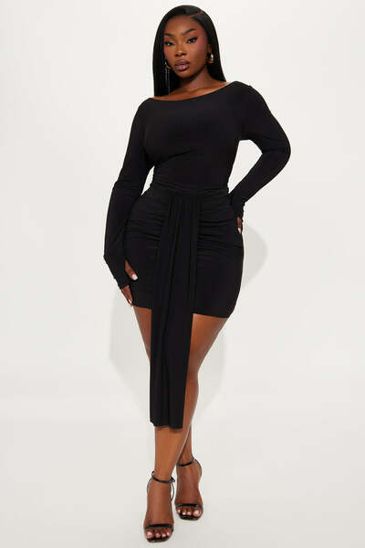 Little Black Draped Mini Dress