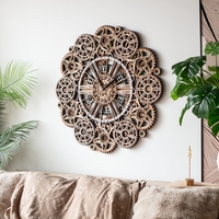 STEREOWOOD Celestial Gear Wall Clock, 3D Geometric Wood Art, Multi-Layer Mandala Clock, Handmade Wood Decor, Modern Wall Art for Home Office - Thumbnail 2