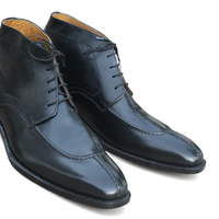 Crafted Leather Classic Handmade Black Calf Leather Chukka Boot - Thumbnail 2