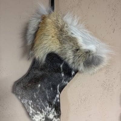 Cowhide christmas stocking