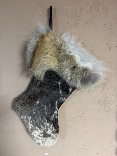 Cowhide Christmas stocking