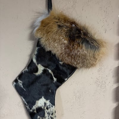 Cowhide christmas stocking