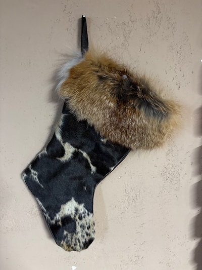 Cowhide Christmas stocking