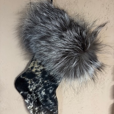 Cowhide christmas stocking