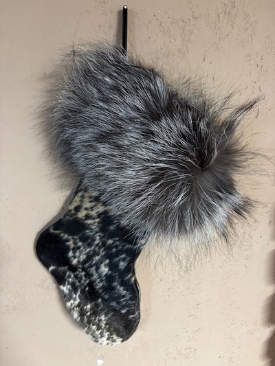 Cowhide christmas stocking