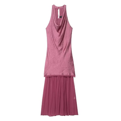 Small pleated patchwork midi dress
