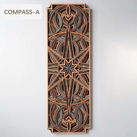 STEREOWOOD Compass, Symmetrical Mandala Wall Art, 3D Laser Cut Geometric Wood Decor Set, Handcrafted Wall Sculpture Panels - Thumbnail 2