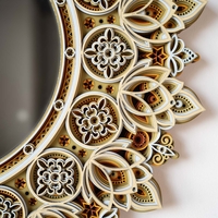 STEREOWOOD Decorative Wall Mirror, Handcrafted Laser-Cut Layered Wood Art, Home Decor for Modern Zen Interiors - Thumbnail 6
