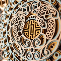 Eightfold Fortune Mandala: Layered Wood Art of Abundance - Thumbnail 4