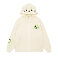 Cute apple green kitty cat ears hooded jacket - Thumbnail 1