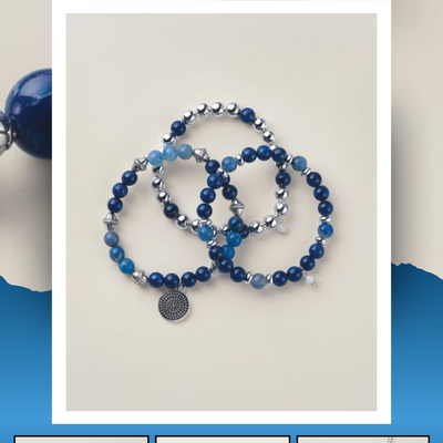 Blue tribal charm bracelet set