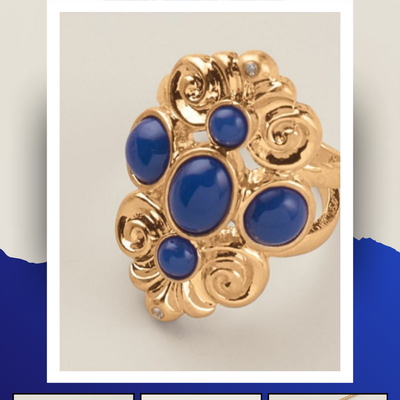 Royal blue crown statement ring