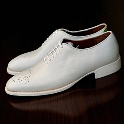 Crafted leather classic white leather oxford lace up dress shoes
