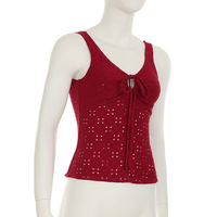 Hollow Lace-Up Textured Vest - Thumbnail 7