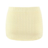 Retro Gypsy Light Yellow Knitted Mini Stretch Hip Skirt - Thumbnail 1