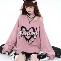 Gothic Knitted Sweater Pullover Women Harajuku Y2K - Thumbnail 1