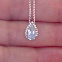 BOXED GIFT SET/Sterling Silver Blue Topaz & Cz Pendant & Chain/Blue Topaz Necklace/Topaz Jewellery/Topaz Jewelry/November Birthstone/UK - Thumbnail 3