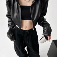 Gothic Punk Black Women’s Black PU Leather Jacket - Thumbnail 2